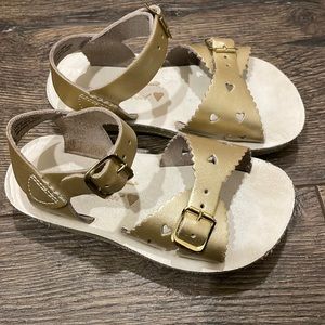 Gold with hearts saltwater sandals